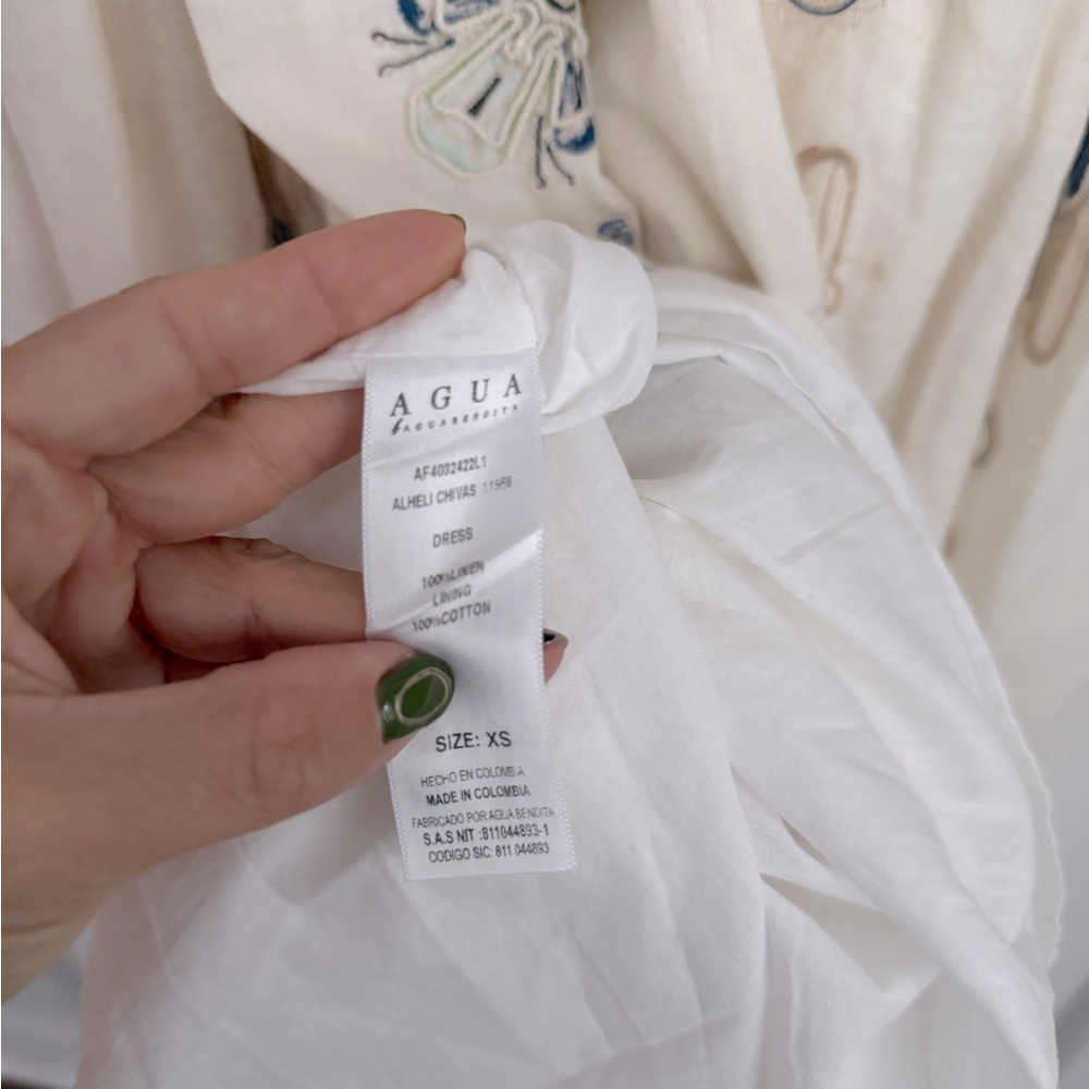 Agua by Agua Bendita Alheli Chivas Embroidered Linen Puff Sleeve Maxi Dress - Picture 8 of 11